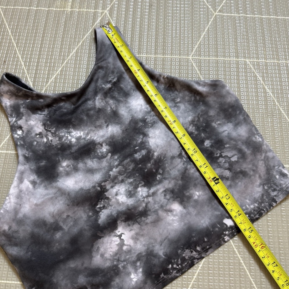 Athleta Conscious Crop Printed Tank Bra M Gray Tie Dye D-DD Light Support - Picture 7 of 7